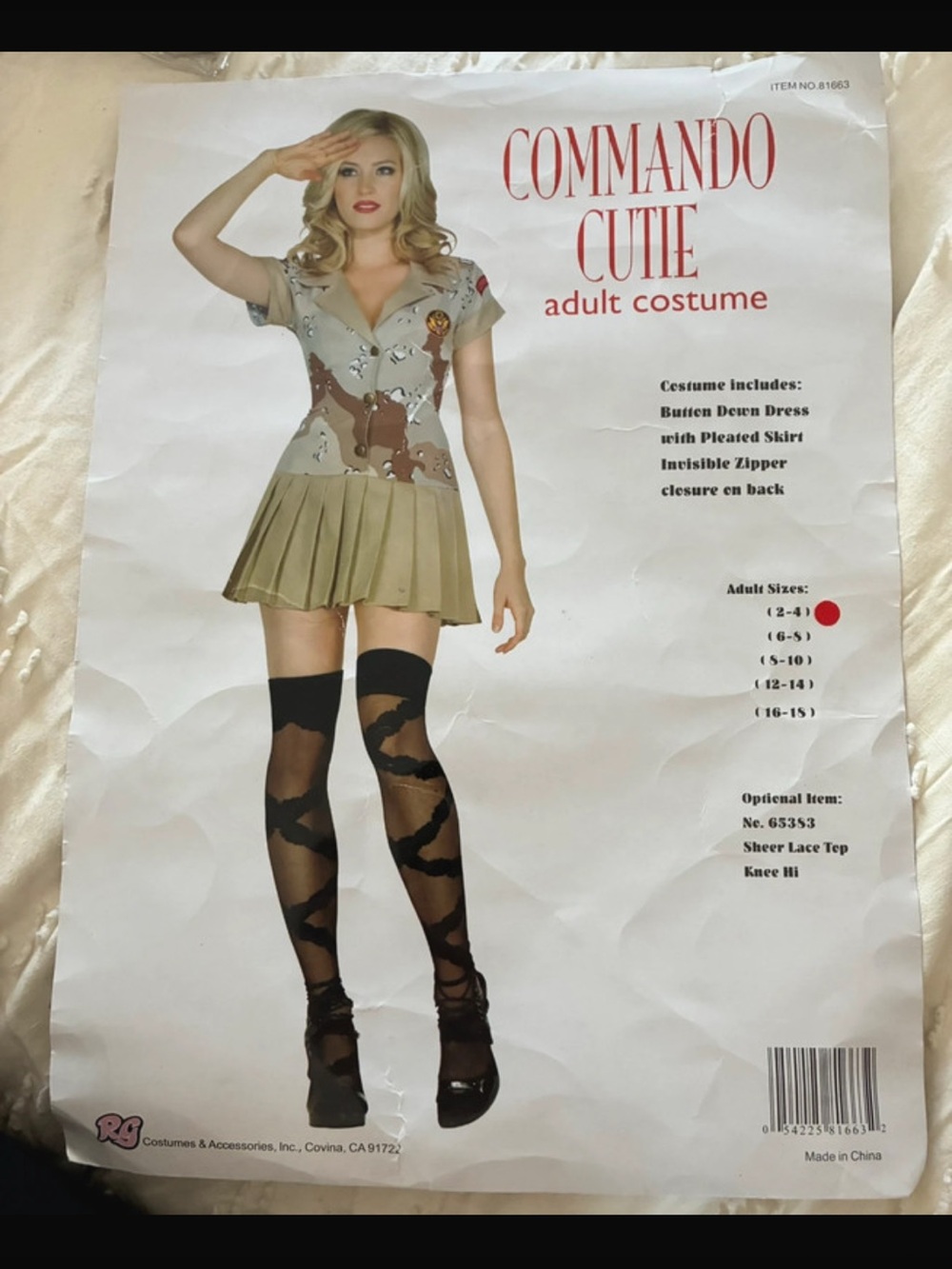 Commando Cutie adult Costume - Tan & Olive women small 4/6